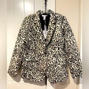 CHICO’S NWT Blazer Jacquard Leopard Size 2 or XS (Chico’s 0) Metallic Gold